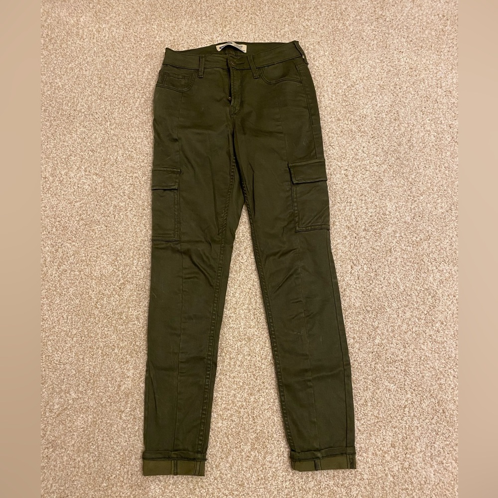 Olive Green Cargo style skinny jeans